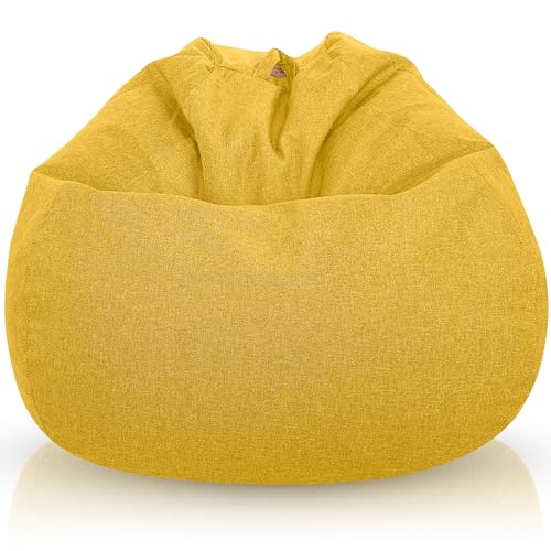 Aiire Sofa Puff Salon Moderno - [90x65] Sillon Puf Gigante XXL con Relleno Incluido para Habitacion Juvenil o Adolescente - Bean Bag Chair Gamer - Puffs Infantiles de Diseño Amarillo