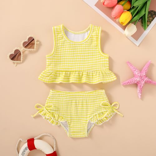 Image of HAPPYMA Baby Swimsuit Toddler Girl Bathing Suit Summer Stripe Bikini Set Beach Two Piece Swim Wear