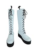 YuanCos Katekyo Hitman Reborn Belphegor Prince Thick Heel Cosplay Shoes Boots (Male US 6.5/EU39) White