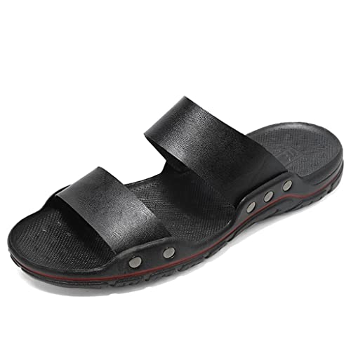 Leather Slippers Men Slip On Casual Shoes Breathable Outdoor Mens Slides Comfortable Beach Sandals(40 Code)