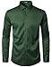 JEMITOP Men's Stretch Wrinkle Free Dress Shirts Formal Wedding Prom Long Sleeve Button Down Shirt Dark Green L