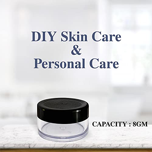 Image of Zenvista Empty Cosmetic Containers, Acrylic Jars, Small Containers For Cosmetics, Lip Balm Containers,Transparent Jar With Black Cap-8 gm (Pack of 10)