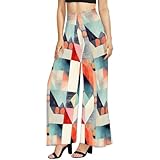 Garronmavis Polygon Round Painting Women's Casual Wide Leg Pant Geometric Paintings Loose High Waisted Pants (XS-6XL) Abstract Art Long Palazzo Pants Trousers for Hiking - M