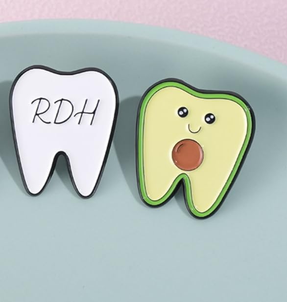 Funny Tooth Shape Brooch Pin Cartoon Avocado Tooth Pin White Tooth Badges for Hat Bag Medicine Dentist Medical Students Gift Tooth Healthy Care Jewelry for Girls Boys3