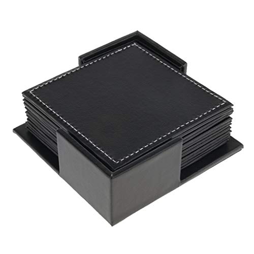 Jogo americano quadrado de couro de luxo da Almencla, 6 peças, com organizador