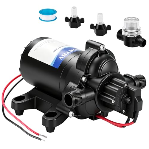 ECO-WORTHY RV Fresh Water Pump 12V DC 3.5GPM 45PSI with Pressure Switch, 12Volt Self Priming Water Pressure Diaphragm Pump On demand for RV Yacht Camper Sprayer Food Truck Black