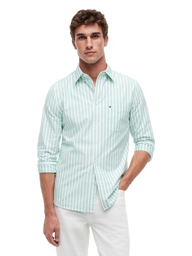 Image of Tommy Hilfiger Men's Long Sleeve Oxford Shirts in Regular Fit, Men's Button Down Shirts, Also Available in Big and Tall