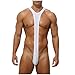 Mens Sexy Bodysuit Sport Fitness Show Sexy Briefs G-String Thong Fashion Jumpsuit Solid Underwear White