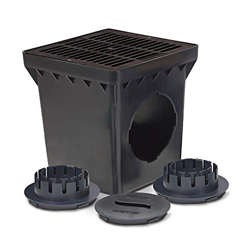 Rainbird Basin with 2 Outlets and Flat Grate with 2 DBAA34 Adapters and 1 DBAAP Basin Plug, Black, 12