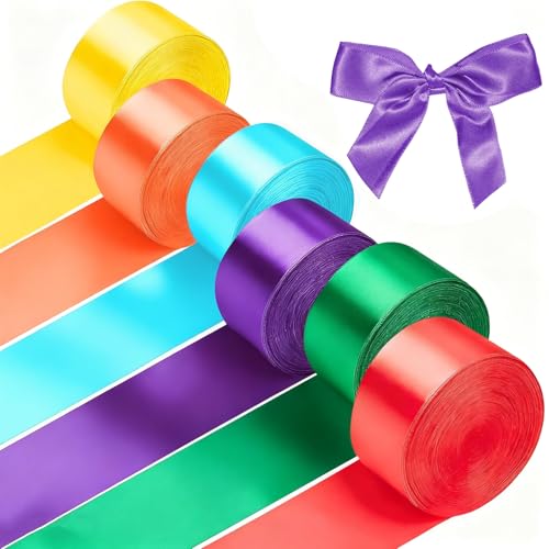 6 Rollos Cinta de Satén 4cm x 22m Cintas de Colores Cinta de Satén para Envolver Regalos para Bodas Manualidades y Decoración