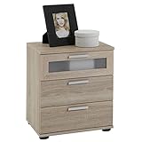 IBUQDDV Telefontisch Ablagetisch Nightstand Sofatisch FMD Nachtkommode mit 3 Schubladen Eichenbraun für Wohnzimmer, Schlafzimmer, Flur, Küche