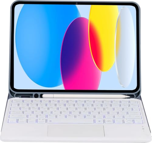 Image of RTSY Keyboard case for iPad A16 (11th) & 10th Gen with Multi Gesture Touchpad & 7-Color Backlit,Multi Viewing Angle,Pencil Slot,Magnetically Detachable Bluetooth Keyboard-Lavender