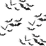 KUUQA Halloween Party Decoration Decal Wall Sticker DIY PVC 3D Decorative Bats 24 Pieces