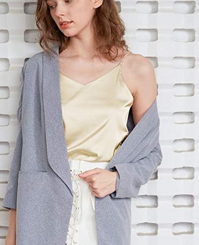 Wantschun Womens Silk Satin Camisole Cami Plain Strappy Vest Top T-Shirt Blouse Tank Shirt V-Neck Spaghetti Strap XS-4X - Image 3