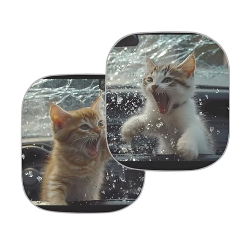 Image of Grumpy Cat Car Front Windshield Sun Shade Reflect UV Sun and Heat Foldable 2-Piece Car Windshield Sunshades Car Interior Accessories Sun Protection Universal Vehicle Accessories