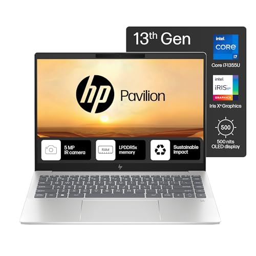 Image of HP Pavilion Plus Laptop 13th Gen Intel Core i7-1355U,14-inch (35.6 cm) OLED,UWVA,16GB RAM, 1TB SSD,Intel Iris Xe Graphics,5MP Camera, B&O,Backlit KB, (Win11,XBOX Game Pass, Silver, 1.44kg) 14-ew0153TU
