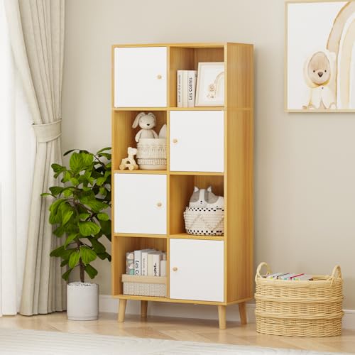 EXSELTMAN Libreria Scaffale a 8 Cubi, Libreria a 4 Ripiani, Scaffale per Libri da Pavimento, Espositore per Soggiorno,...