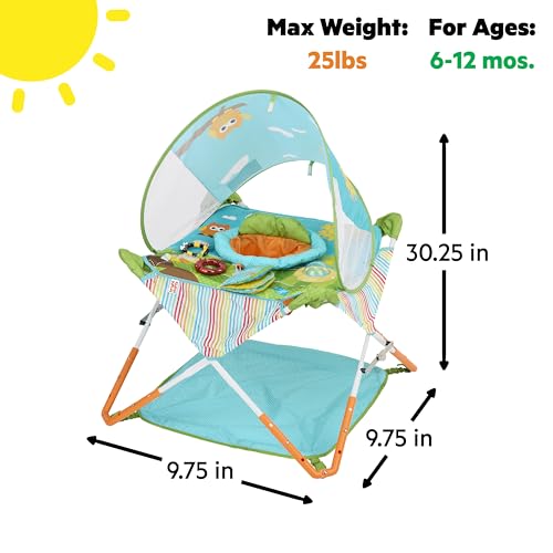 Bright Starts Pop 'N Jump Portable Activity Jumper, Indoor/Outdoor Use, Owl Forest with 4 Sensory Toys, Ages 6-12 Months - Image 4