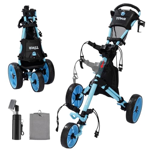 Tivor 3 Wheel Golf Push Cart, Lightweight Push Cart Golf One-Click Folding, Adjustable Height...