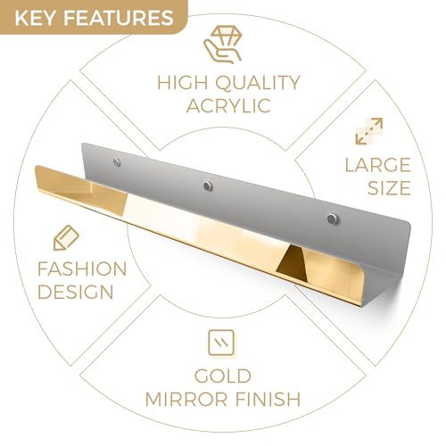 Image of 2 Packs 24 inches Gold Acrylic Shelves,Book Shelf for wall