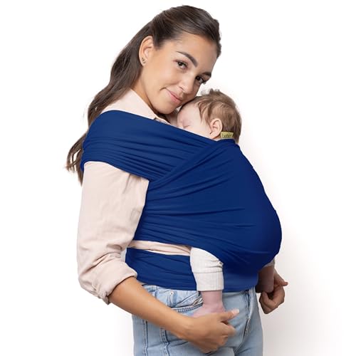 Image of Boba Baby Wrap Carrier – Original Baby Sling Carrier for Newborns (7–35 lbs), Soft, Secure, Hands-Free & Ergonomic, Ideal for Comfortable Bonding, New Parents (Serenity Dark Blue)