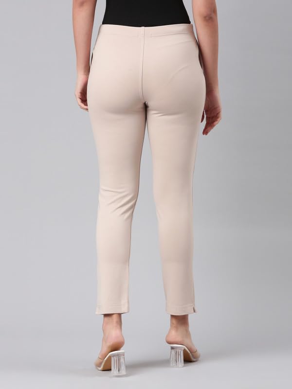 Image of GO COLORS Ponte Smart Kurti Pants Full Length for Women | Breathable, Mid Rise