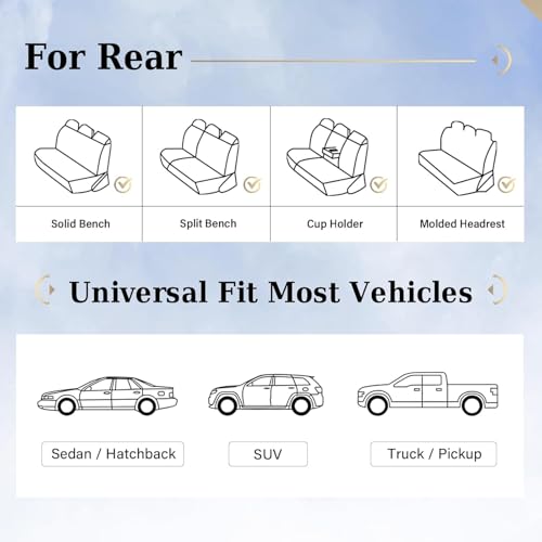 Image of Coverado Leather Rear Seat Covers for Cars, Faux Leather Car Seat Covers Backseat, Waterproof Back Seat Cover for Dogs, Universal Automotive Seat Covers Backseat Seat Cushion Protector, Red&White