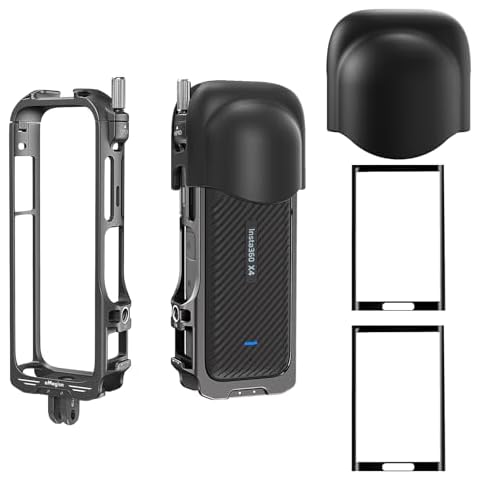 debous Insta 360 X4 Aluminum Metal Frame Cage Mount Clamp with Silicone Lens Cap Screen Protector for Insta360 X4 X 4 Camera Accessories Kit Multi-use Adapter Case Bag Anti-Scratch Hard Film Cover Cover