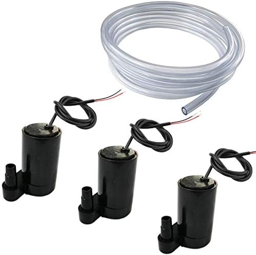 RUNCCI-YUN 3pcs Mini Water Pump DC 3V 5V Micro Submersible Motor Pump, Mini Brushless Water Pump+ 3M Clear Vinyl Tubing Flexible PVC Tubing for Fish Tank Fountain Aquarium GardeVerticalblack