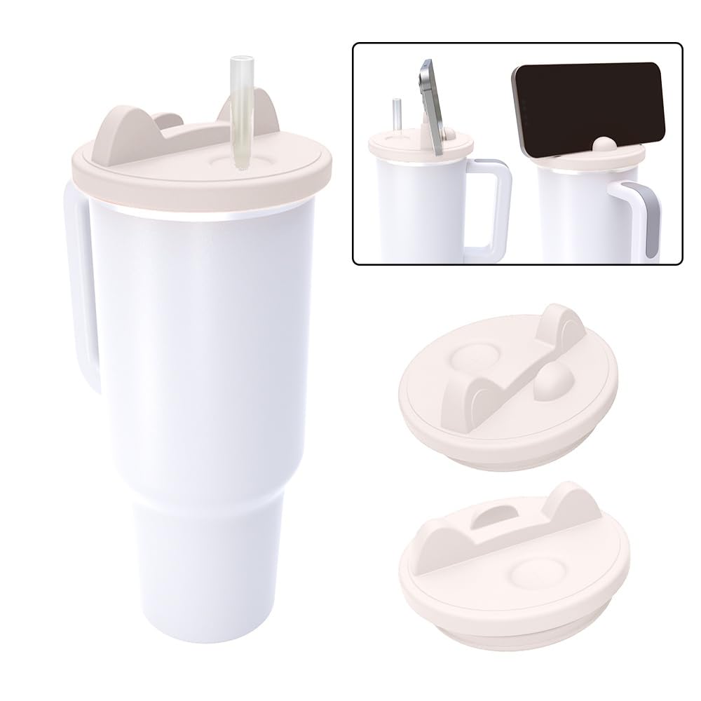 Stanley silicone cup lid, mobile phone bracket, travel to prevent splashing, cute fashion items, suitable for 40 ounces of water cups?black)
