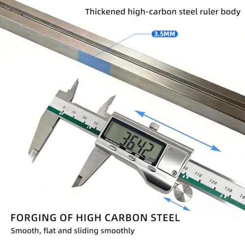 Image of Digital Vernier Caliper 150mm (6 Inch) Stainless Steel, LCD Display, Inch /mm Conversion, High Accuracy Measuring Tool for Engineering, Jewelry & DIY (platinum caliper)