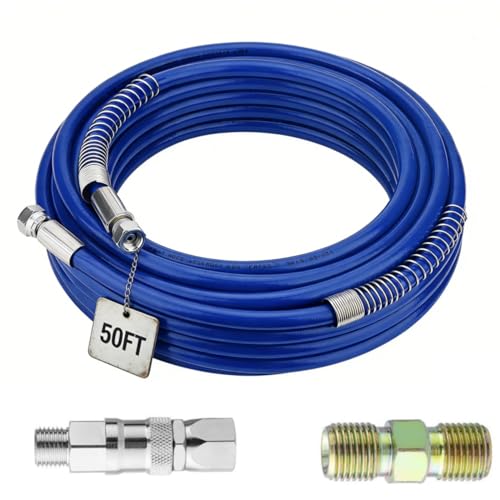 Upgraded 50ft Airless Paint Hose for Graco Sprayers - 4300 PSI High Pressure Reinforced Brass Wire Braid - Compatible with Graco Magnum Ultra TrueCoat RAC Series