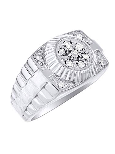 Image of Rylos Diamond Designer Ring, 0.25 Carats Sterling Silver or Yellow Gold Plated, Jewelry for Men, Timeless Style, Premium Quality Gift in Sizes 6-13