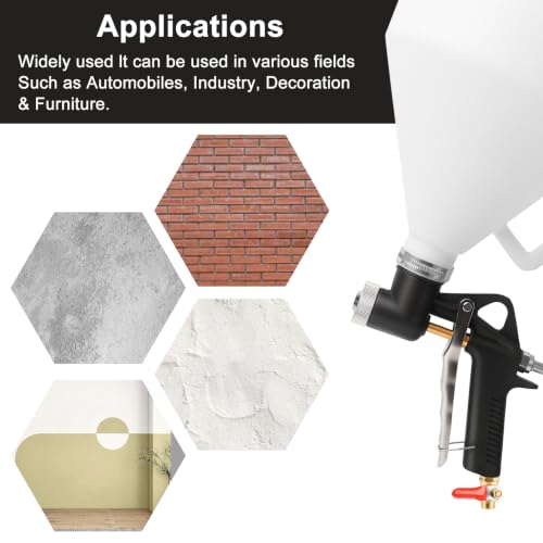 Image of Drywall Texture Spray Gun, Air Hopper Spray Gun Paint with 1.5 Gallon Hopper Includes 3 Nozzles(4.0mm /6.0mm /8.0mm), Air Texture Gun for Walls,Ceiling,Stucco Mud,Knockdow,Spray Gun (Black)