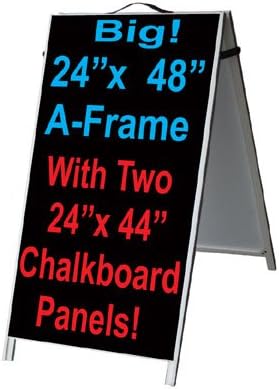 NEOPlex 24" x 48" Aluminum Sidewalk Sandwich Board A-Frame Sign w/Chalkboard Insert Panels