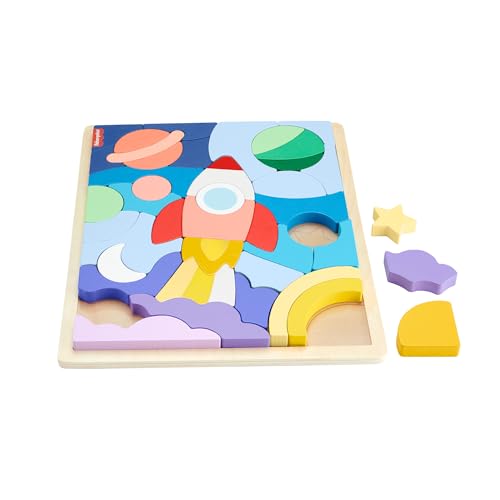 Fisher-Price Spielzeug für Kindergartenkinder Weltraum-Puzzle aus Holz mit Stapelblöcken… – Ansicht 6