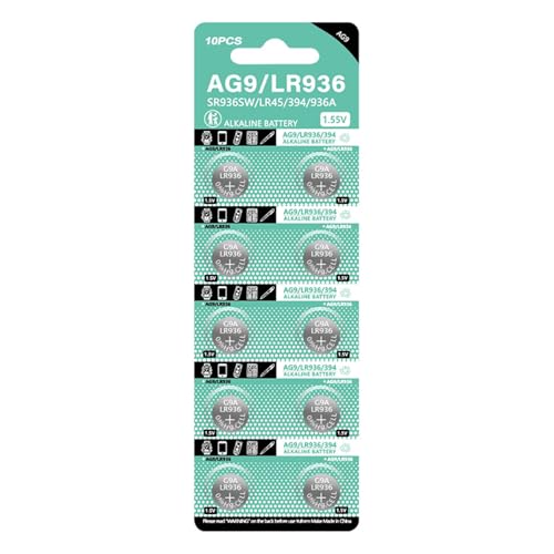 Pilas de botón AG9 LR936 de 1,5 V alcalinas de larga duración para calculadoras de controles remotos de juguete, 10 unidades