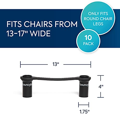 Image of Bouncyband Original Bouncy Bands for Chairs, Black, Pack of 10 -Chair Bands for 13 inch to 17 inch Wide Chair Legs with 1.5 inch Diameter Support Pipes - Silent Sensory Tool Increases Focus & Relieves Stress
