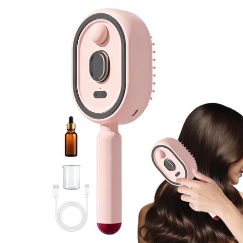 Cepillo de vapor para el cabello, peine de luz portátil recargable, cepillo de vapor eléctrico inalámbrico antiencrespamiento, para el cuidado del cuero cabelludo, hogar, spa, viajes