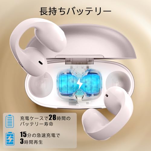 Edifier Comfo C 耳を塞がないオープンヘッドホン ワイヤレス Bluetooth5.4 28 時間再生 IP56 防水 通話明瞭 アプリ連携 通勤/スポーツ/フィットネスに最適 女性/学生向け イヤーカフ式快適フィット (ピンク)