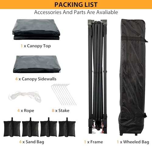 10X10 Pop Up Canopy Tent with 4 Sidewalls