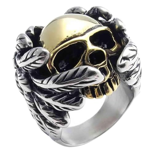 Bague crâne homme acier inoxydable squelette gothique punk mâle