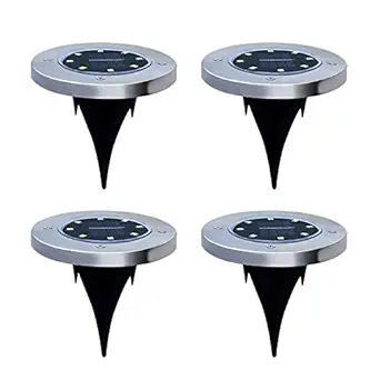 3NH 4/8/12 Packs Solar Ground Lights, 8 LED Bright Waterproof In-Ground Disk Lighting for Garden Outdoor Landscape Pathway Driveway Walkway Deck Patio Lawn Yard Path (Cold White) (4)