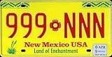 New Mexico USA Land of Enchantment License Plate red on yellow with Indian symbol