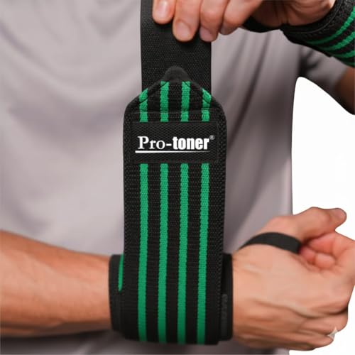 Pro-toner Multipurpose Wrist Support Strap, Adjustable Weightlifting Wrist Wrap for Gym Training (Black green)