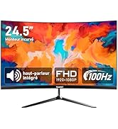 Gawfolk Écran PC 24,5 Pouces, Moniteur de Jeu incurvé 100 Hz Haut-parleurs intégrés FHD 1080p 1 m...