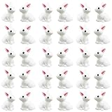 MAOMIA 60 Pcs Miniature Rabbit Figurines Easter Cake Toppers, Mini Bunny Rabbit Figure DIY Craft Pla