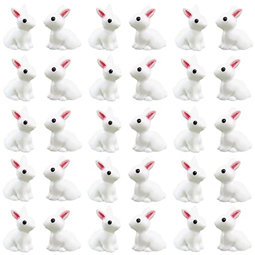 Maomia 60 Pcs Miniature Rabbit Figurines Easter Cake Toppers, Mini Bunny Rabbit Figure Diy Craft Plant Pot Fairy Garden Landscape Decor Ornament #TOP18