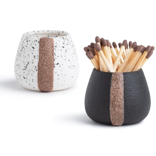 ceramic match holders with striker - set of 2 - candle accessories - candle lover gifts - housewarming gift - matches not included