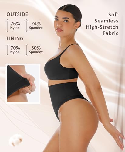 Image of FeelinGirl Thong Shapewear Tummy Control Mid Waisted Seamless Shapewear for Women Moderate Compression